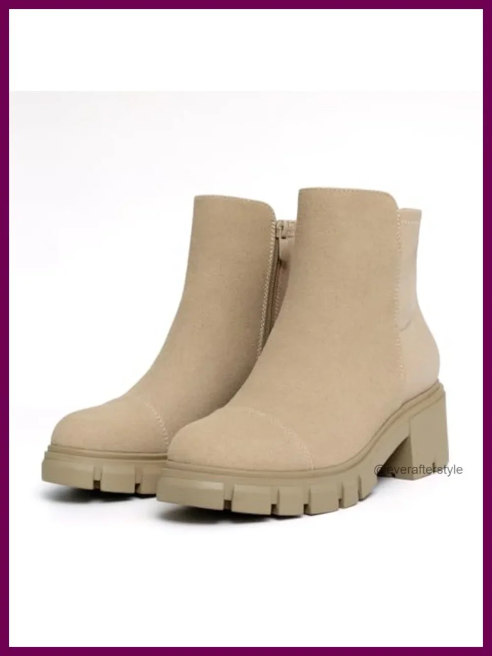 Platform Lug Sole Chunky Heel Chelsea Booties with Side Zipper